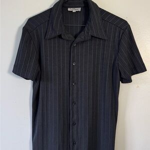 le chateau Men's-90s, Y2K Made in Canada - Black Pinstripe Button-Down Shirt